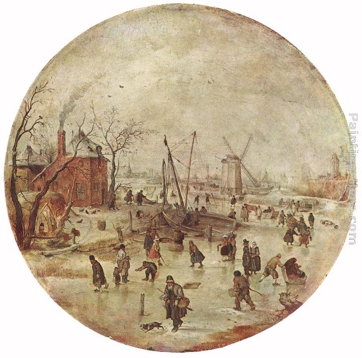 Winter Landscape with Skaters painting - Hendrick Avercamp Winter Landscape with Skaters art painting